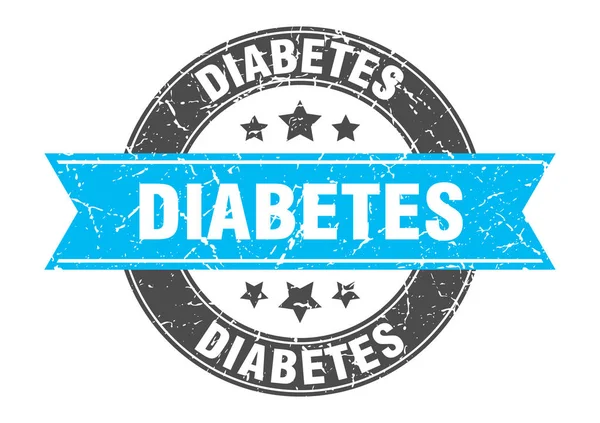 Diabetes runde Marke mit türkisfarbenem Band. Diabetes — Stockvektor