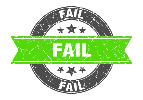 Fallar sello redondo con cinta verde. fallar — Vector de stock