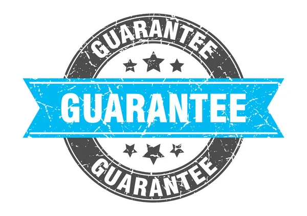 Guarantee round stamp with turquoise ribbon. guarantee — Stock Vector