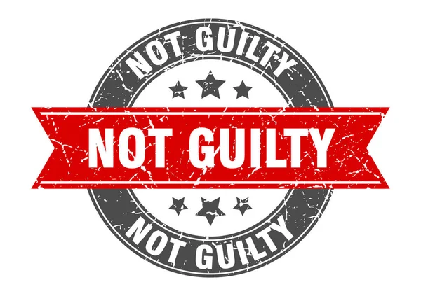 Not guilty round stamp with red ribbon. not guilty — Stock vektor