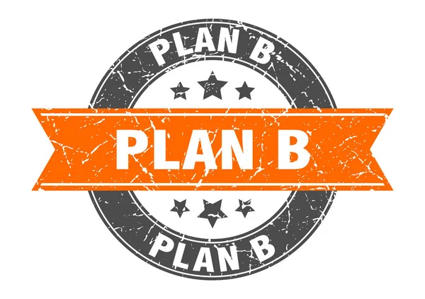 Plan b round stamp with orange ribbon. plan b — Stock Vector