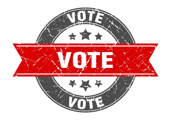 Ψηφοφορία στρογγυλή σφραγίδα με κόκκινη κορδέλα. ψηφοφορία — Διανυσματικό Αρχείο