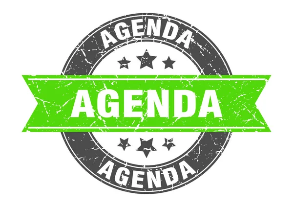 Sello redondo de agenda con cinta verde. agenda — Vector de stock