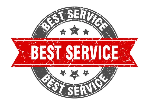 Best service round stamp with red ribbon. best service — Stock vektor