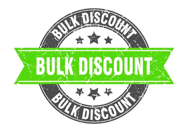 Bulk discount round stamp with green ribbon. bulk discount — Wektor stockowy