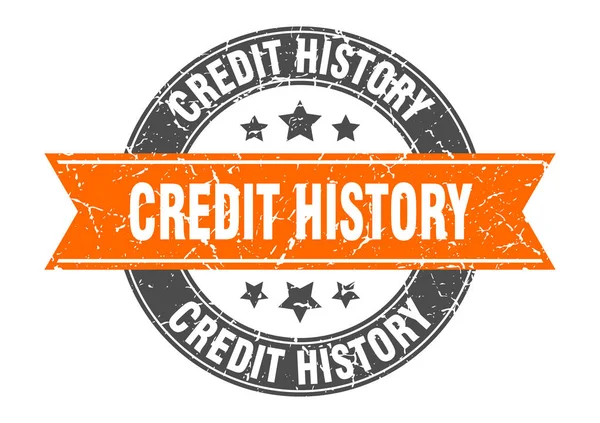 Historial de crédito sello redondo con cinta naranja. historial de crédito — Archivo Imágenes Vectoriales