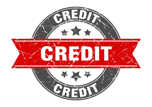 Crédito carimbo redondo com fita vermelha. crédito —  Vetores de Stock
