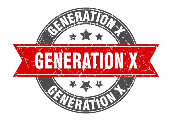 Generation x round stamp with red ribbon. generation x — Stock Vector