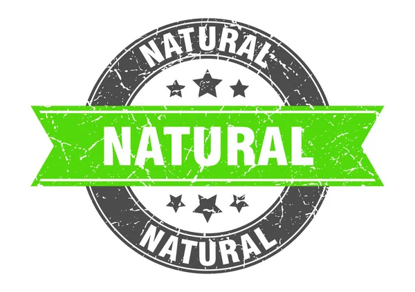 Sello redondo natural con cinta verde. naturales — Vector de stock