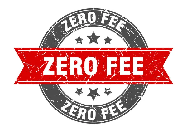 Zero fee round stamp with red ribbon. zero fee — ストックベクタ