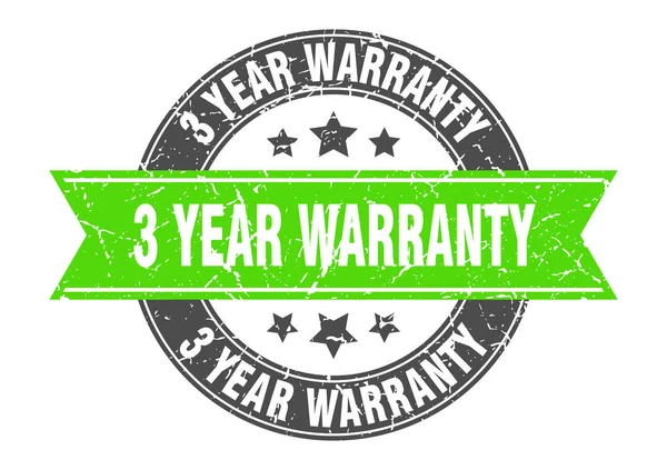 3 year warranty round stamp with green ribbon. 3 year warranty — ストックベクタ