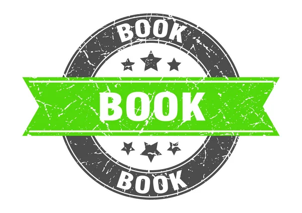 Rezervați ștampila rotundă cu panglică verde. carte — Vector de stoc