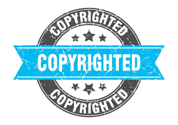 Timbro rotondo protetto da copyright con nastro turchese. protetti da copyright — Vettoriale Stock