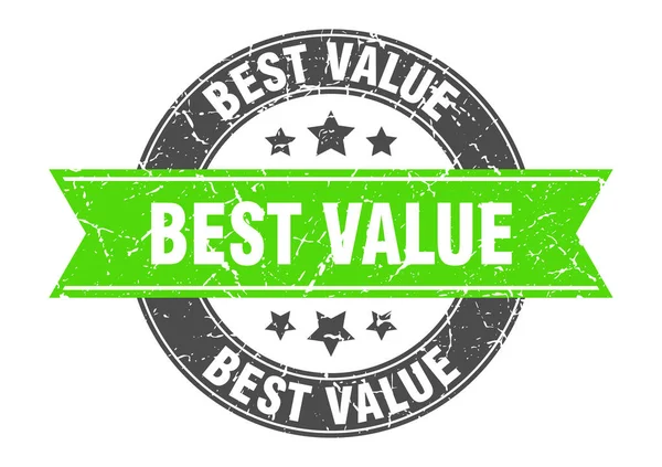 Beste waarde ronde stempel met groen lint. beste waarde — Stockvector