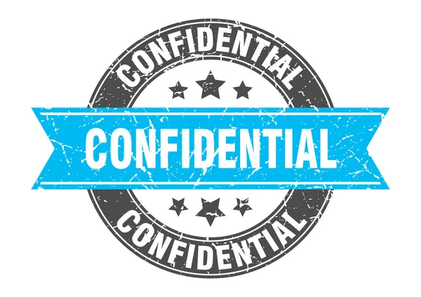 Confidential round stamp with turquoise ribbon. confidential — ストックベクタ