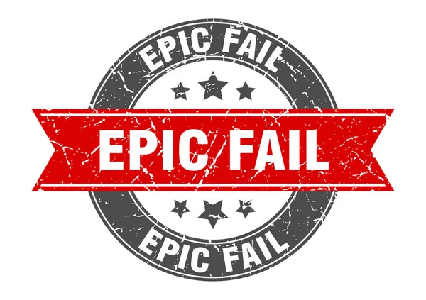 Epic fail round stamp with red ribbon. epic fail — Stock Vector