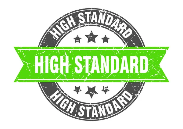 Hoge standaard ronde stempel met groen lint. hoge standaard — Stockvector