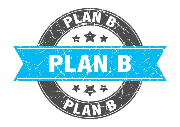 Plan b round stamp with turquoise ribbon. plan b — Stock vektor