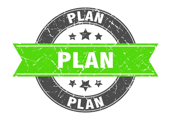 Plan rond timbre avec ruban vert. plan — Image vectorielle