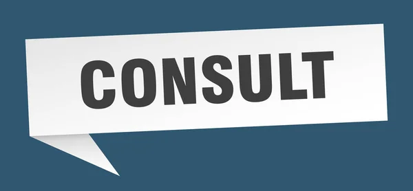 Consulter Bannière Consulter Bulle Discours Consulter Signe — Image vectorielle