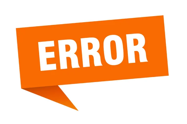 Banner Error Burbuja Discurso Error Signo Error — Vector de stock