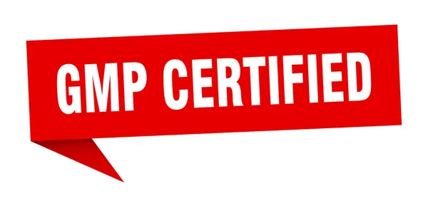 Gmp Banner Certificado Burbuja Habla Certificada Gmp Gmp Signo Certificado — Archivo Imágenes Vectoriales