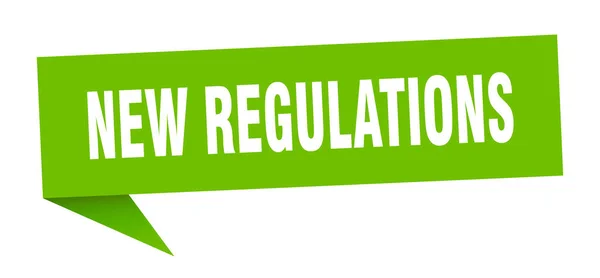 Nova Bandeira Regulamentos Novos Regulamentos Bolha Discurso Sinal Novos Regulamentos — Vetor de Stock