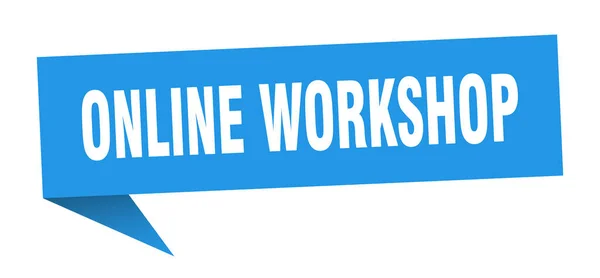Banner Workshop Online Bolla Discorso Workshop Online Segno Officina Online — Vettoriale Stock