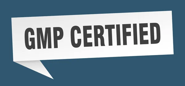 Gmp Banner Certificado Burbuja Habla Certificada Gmp Gmp Signo Certificado — Archivo Imágenes Vectoriales