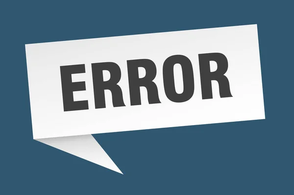 Banner Error Burbuja Discurso Error Signo Error — Archivo Imágenes Vectoriales