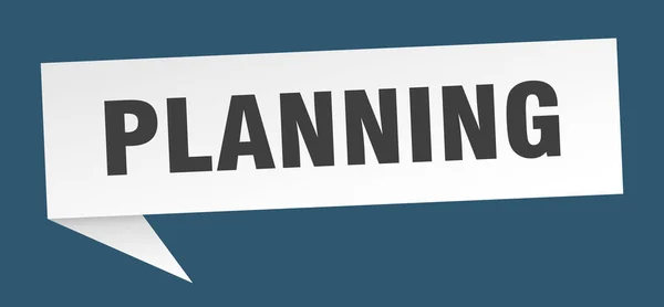 Planear Banner Planejando Bolha Fala Sinal Planeamento —  Vetores de Stock