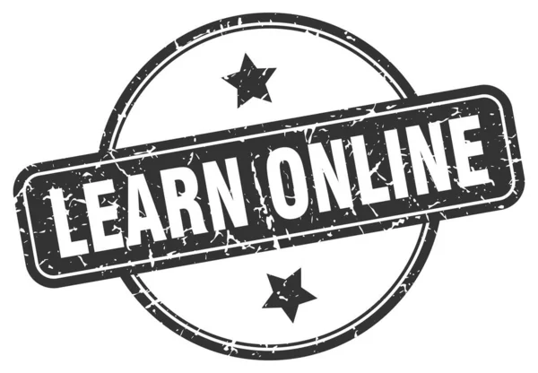 Imparare Online Grunge Timbro Imparare Online Timbro Vintage Rotondo — Vettoriale Stock