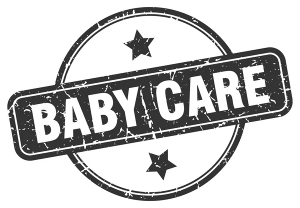 Carimbo Grunge Cuidado Bebê Cuidado Bebê Carimbo Vintage Redondo — Vetor de Stock