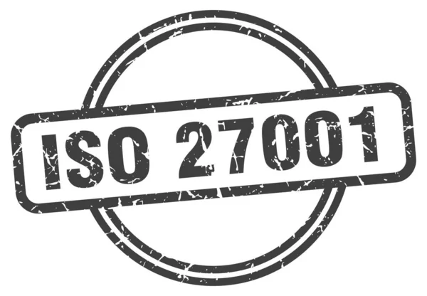 Iso 27001 Grunge Stamp Iso 27001 Kulaté Vinobraní Razítko — Stockový vektor