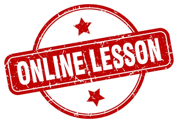 Francobollo Grunge Lezione Online Lezione Online Timbro Vintage Rotondo — Vettoriale Stock