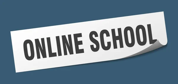 Интернет Школа Застряла Онлайн Школьной Площади Изолированный Знак Этикетка Онлайн — стоковый вектор