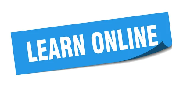 Imparare Adesivo Online Imparare Segno Quadrato Isolato Online Imparare Etichetta — Vettoriale Stock