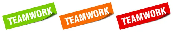 Teamwork Sticker Teamwork Square Isolated Sign Teamwork Label — Stock Vector