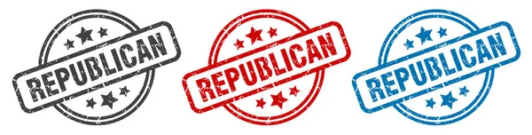 Selo Republicano Republicano Rodada Sinal Isolado Conjunto Rótulo Republicano — Vetor de Stock