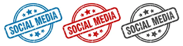 Stempel Den Sozialen Medien Soziale Medien Runden Das Bild Social — Stockvektor