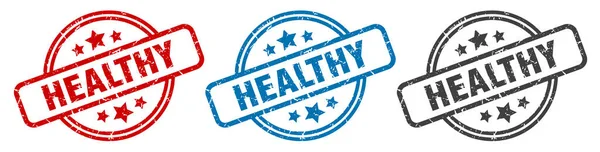 健康邮票 健康的圆形孤立的标志 健康标签组 — 图库矢量图片