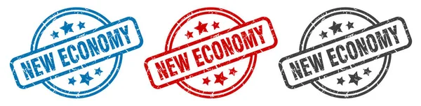 Sello Nueva Economía Nueva Economía Ronda Signo Aislado Nueva Economía — Archivo Imágenes Vectoriales