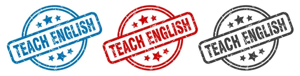 Enseigner Timbre Anglais Enseigner Anglais Rond Isolé Signe Enseigner Anglais — Image vectorielle