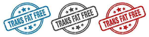 トランス脂肪フリースタンプ トランス脂肪フリーラウンド孤立サイン トランス脂肪フリーラベルセット — ストックベクタ