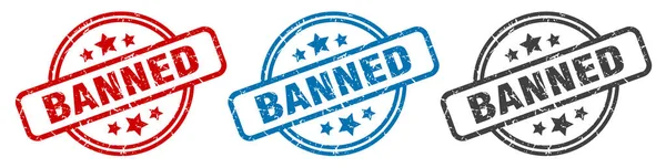 Zakazany Stempel Zakazane Okrągłe Izolowane Znaki Zakazany Zestaw Etykiet — Wektor stockowy