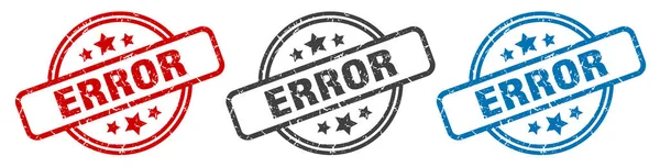 Sello Error Error Ronda Signo Aislado Conjunto Etiquetas Error — Vector de stock
