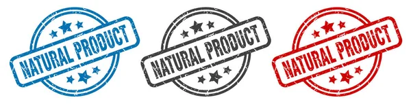 Přírodní Razítko Produktu Přírodní Produkt Kulaté Izolované Znamení Sada Popisků — Stockový vektor