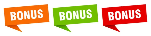 Bannière Bonus Bonus Parole Bulle Étiquette Réglée Signe Bonus — Image vectorielle