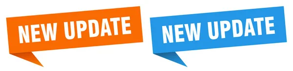 Neues Update Banner Neues Update Sprechblasen Etikettenset Neues Aktualisierungszeichen — Stockvektor