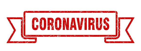 コロナウイルスリボン コロナウイルスグランジバンドのサイン コロナウイルスバナー — ストックベクタ